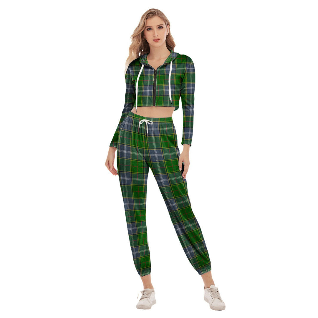 Pringle Tartan Plaid Crop Hoodie Sports Sets