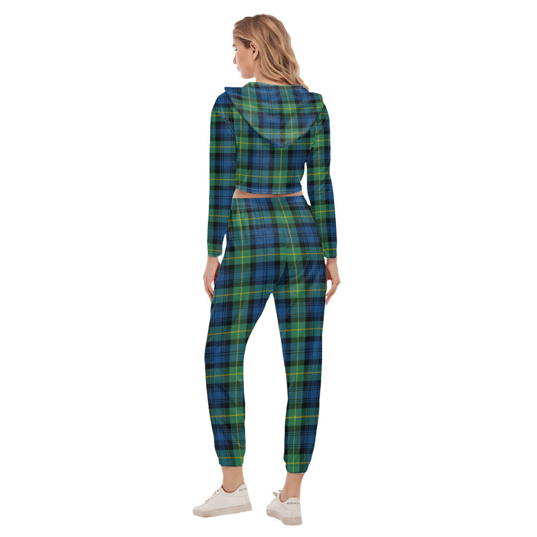 Gordon Ancient Tartan Plaid Crop Hoodie Sports Sets