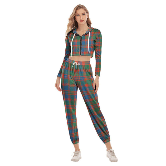 MacIntyre Ancient Tartan Plaid Crop Hoodie Sports Sets