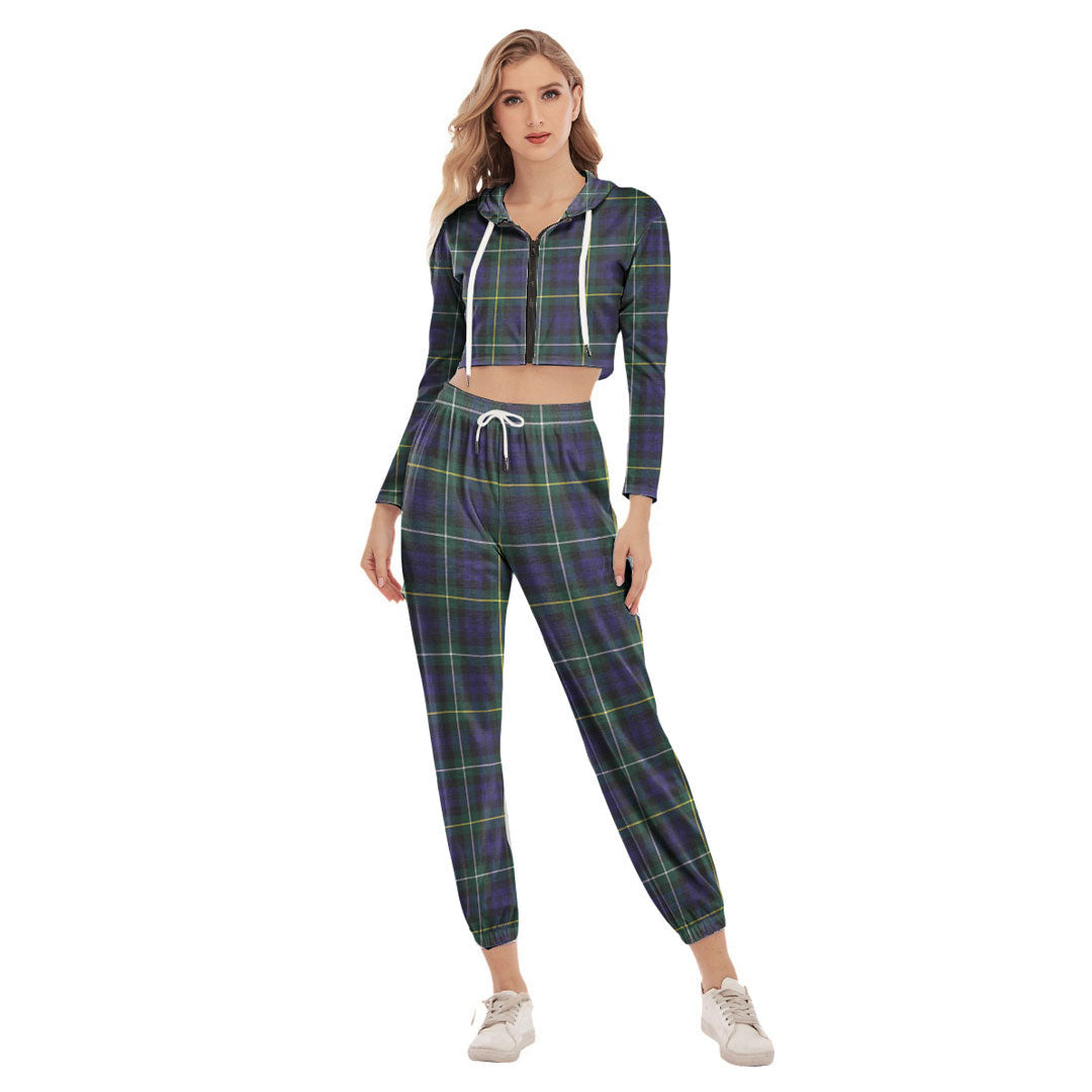 Campbell Argyll Modern Tartan Plaid Crop Hoodie Sports Sets