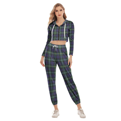 Campbell Argyll Modern Tartan Plaid Crop Hoodie Sports Sets