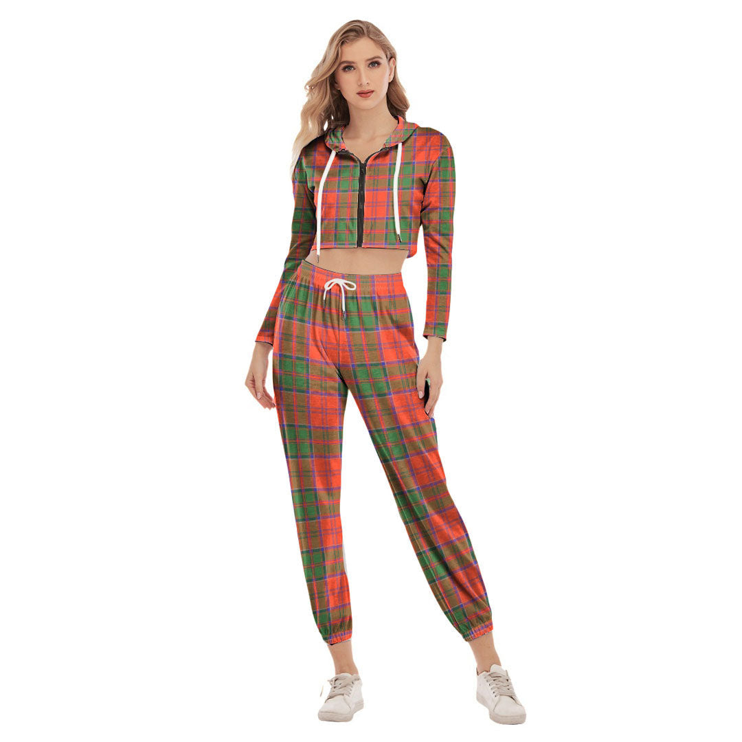 Grant Ancient Tartan Plaid Crop Hoodie Sports Sets