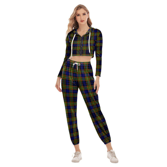 Clelland Modern Tartan Plaid Crop Hoodie Sports Sets