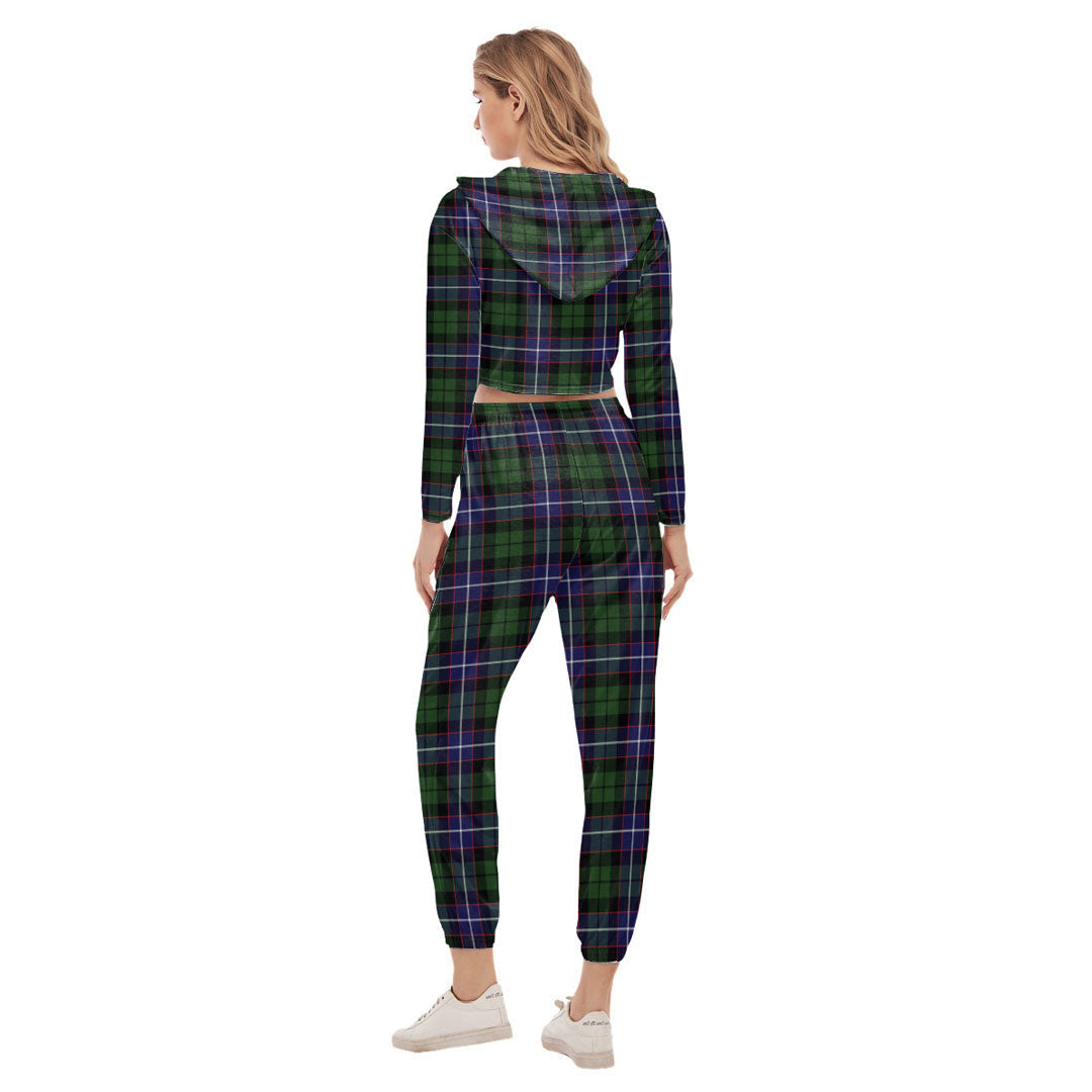 Galbraith Modern Tartan Plaid Crop Hoodie Sports Sets