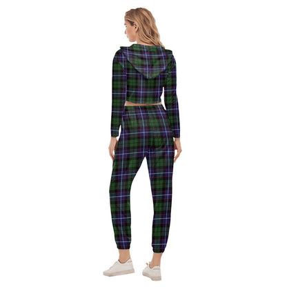 Galbraith Modern Tartan Plaid Crop Hoodie Sports Sets