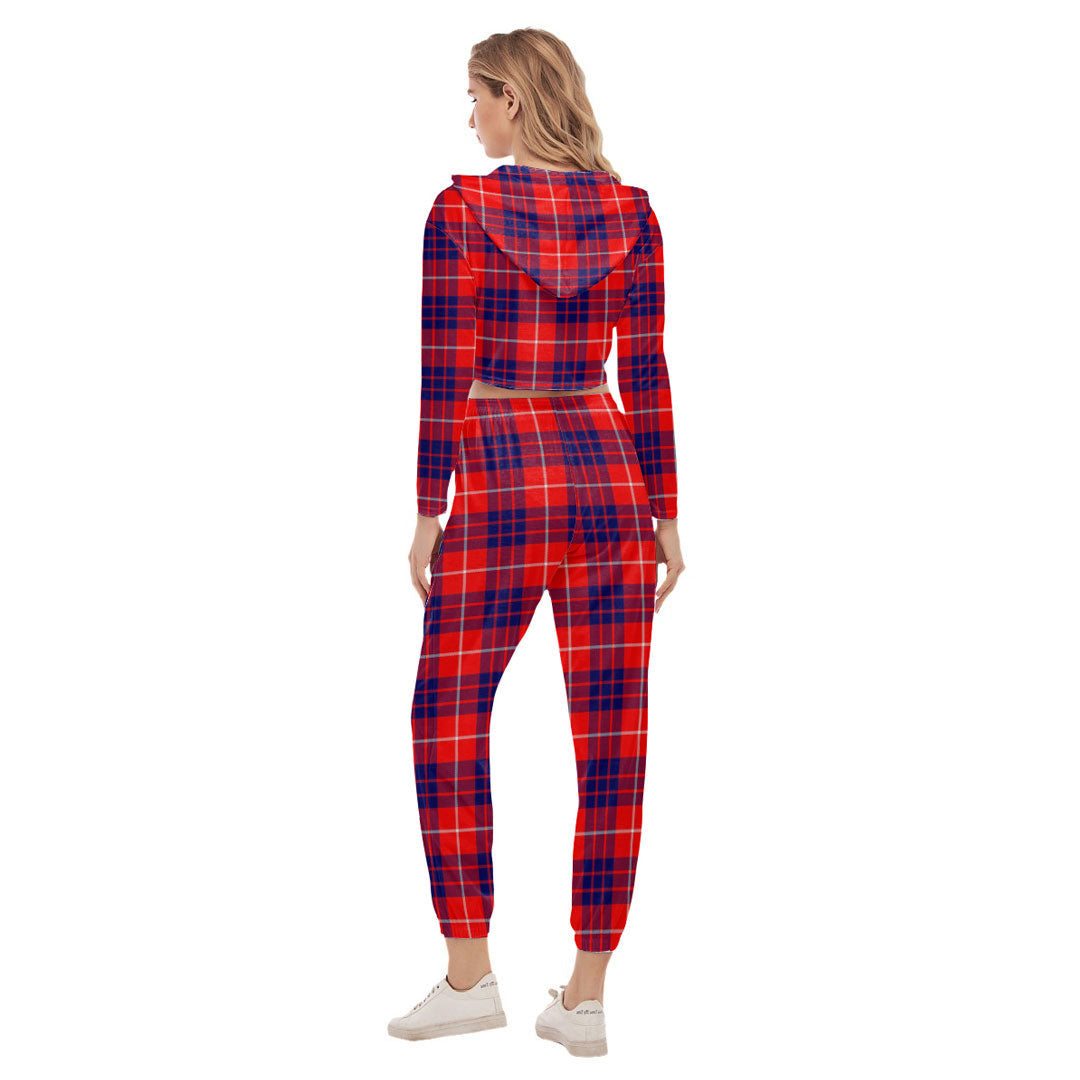 Hamilton Modern Tartan Plaid Crop Hoodie Sports Sets