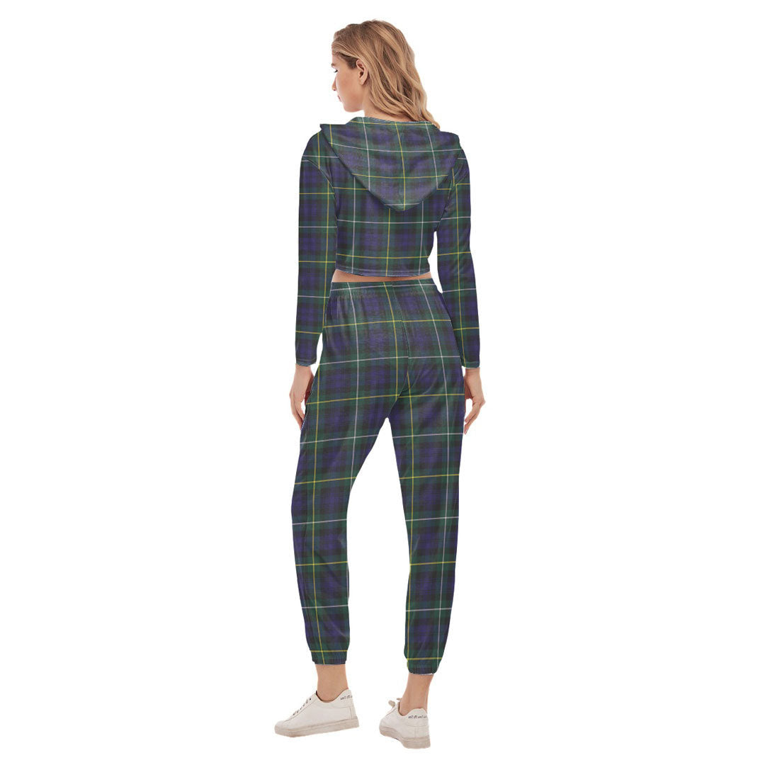 Campbell Argyll Modern Tartan Plaid Crop Hoodie Sports Sets