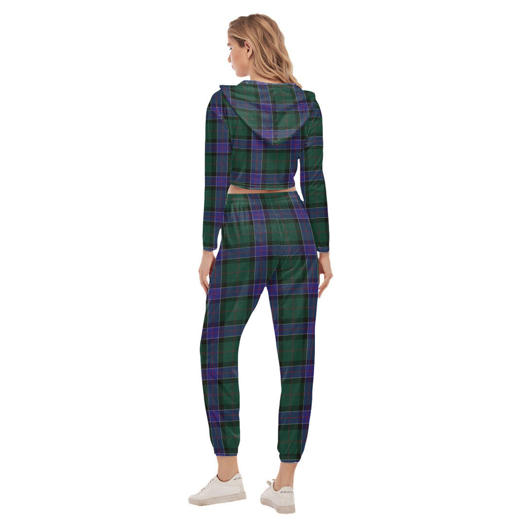 Sinclair Hunting Modern Tartan Plaid Crop Hoodie Sports Sets