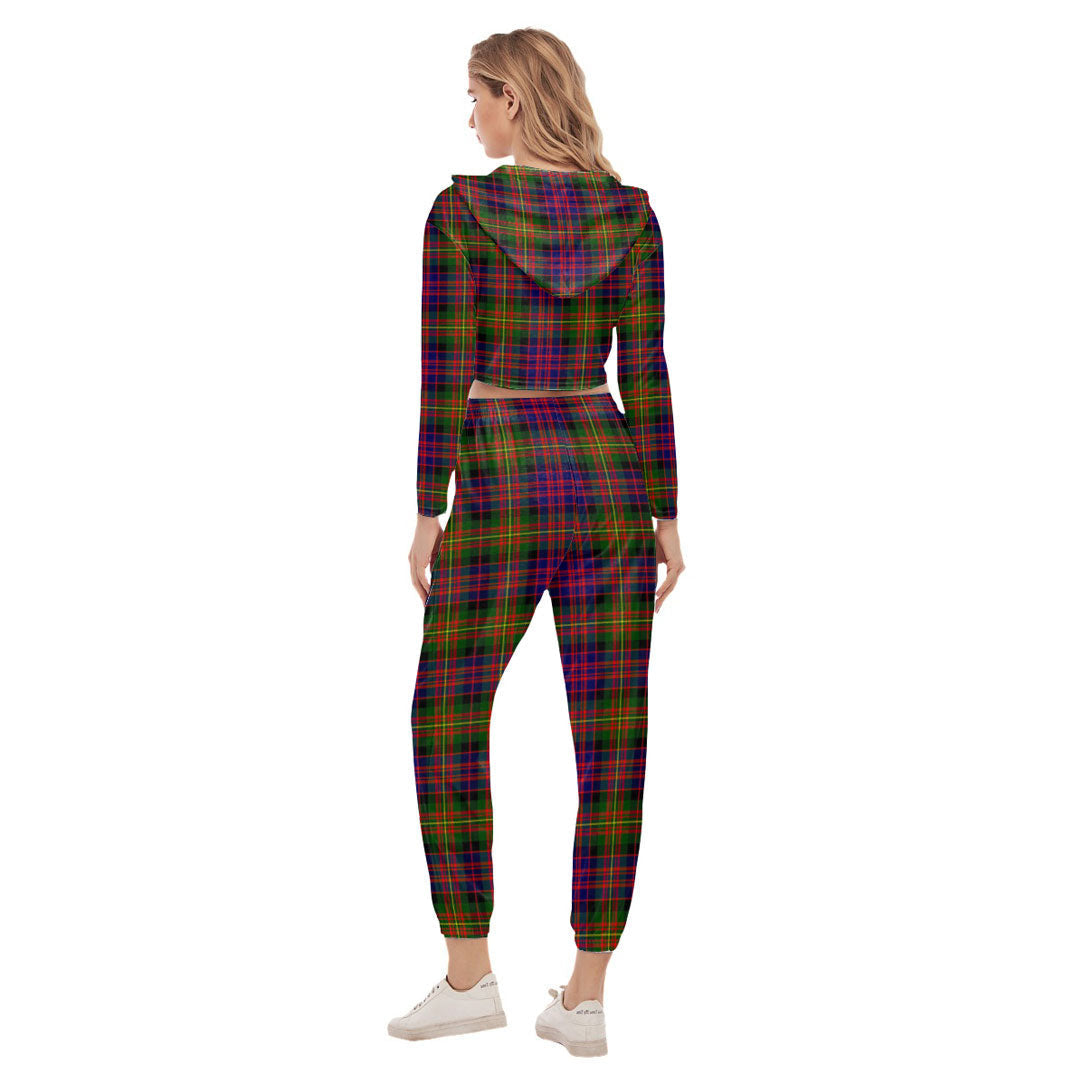 Carnegie Modern Tartan Plaid Crop Hoodie Sports Sets