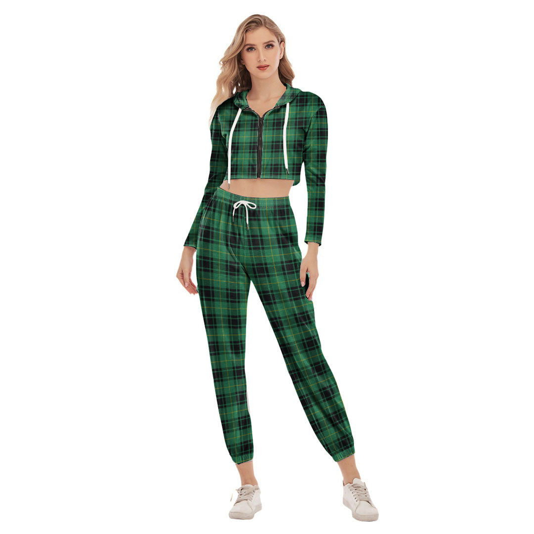 MacArthur Ancient Tartan Plaid Crop Hoodie Sports Sets