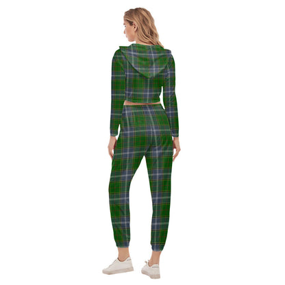 Pringle Tartan Plaid Crop Hoodie Sports Sets