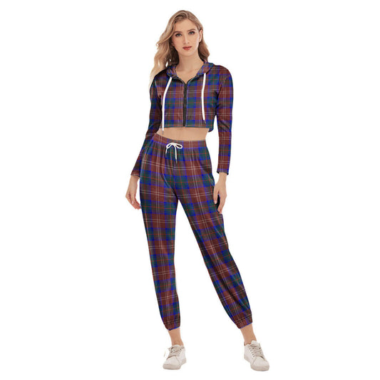 Chisholm Hunting Modern Tartan Plaid Crop Hoodie Sports Sets