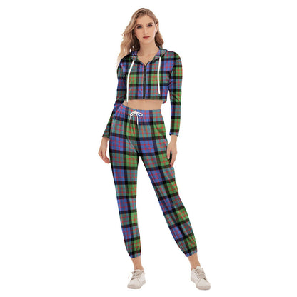 MacDonald Ancient Tartan Plaid Crop Hoodie Sports Sets