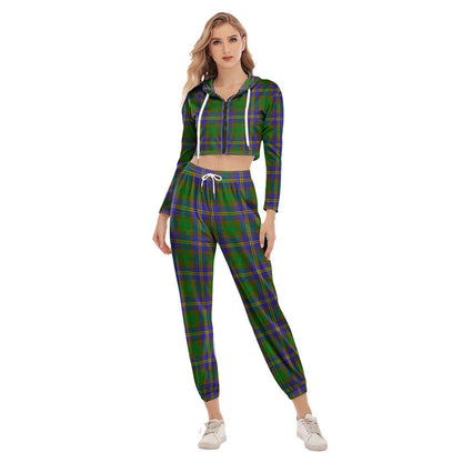 Strange of Balkaskie Tartan Plaid Crop Hoodie Sports Sets