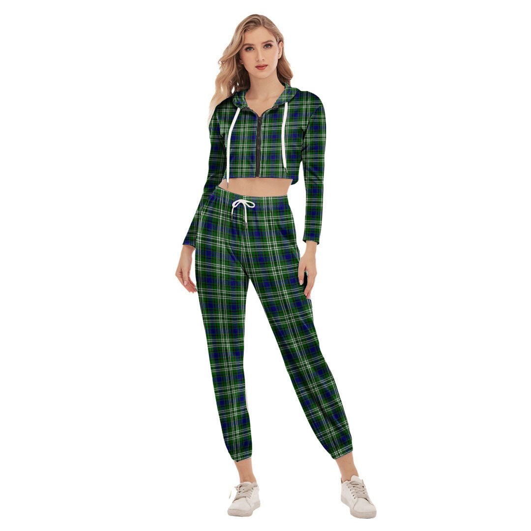 Tweedside District Tartan Plaid Crop Hoodie Sports Sets