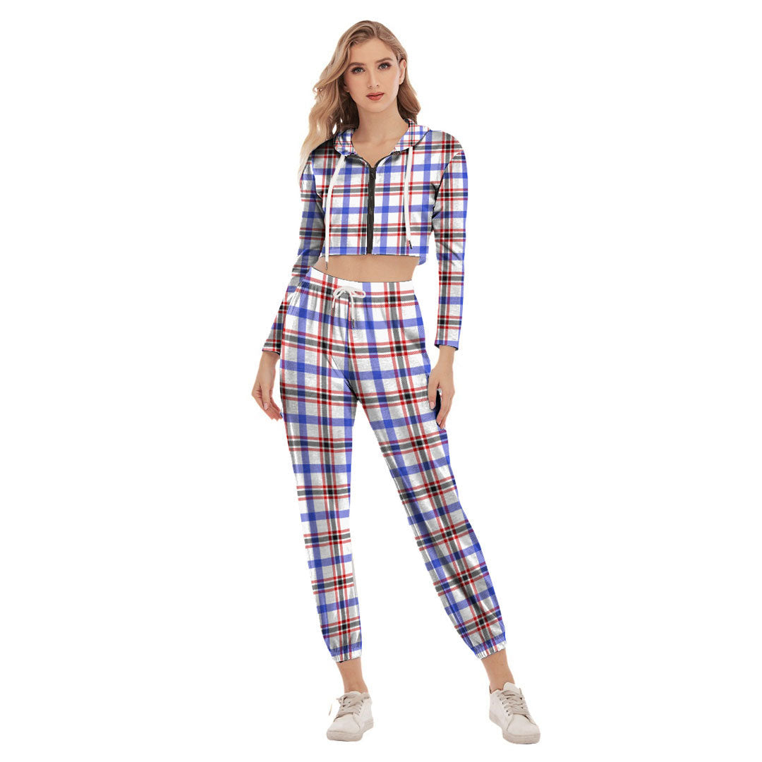 Boswell Modern Tartan Plaid Crop Hoodie Sports Sets