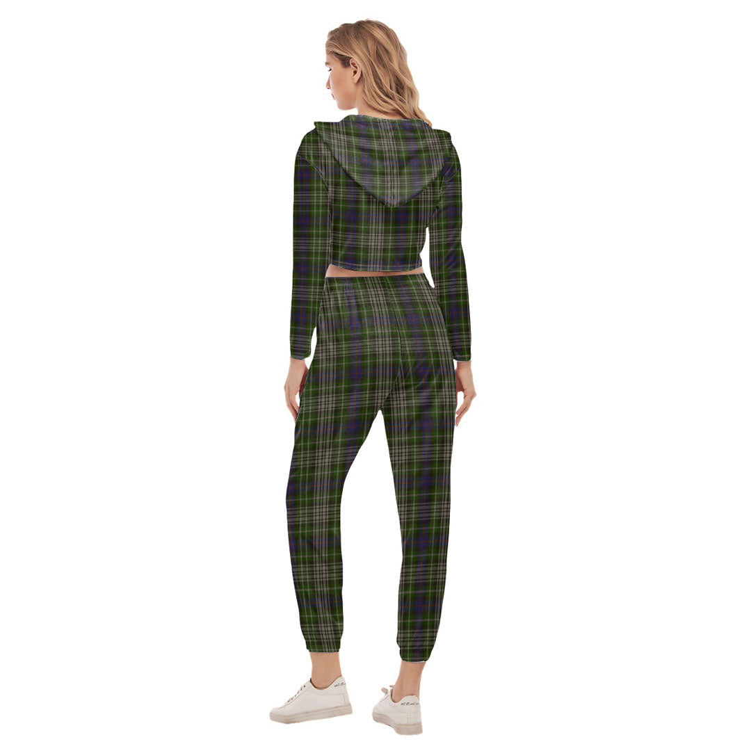 Davidson Tulloch Dress Tartan Plaid Crop Hoodie Sports Sets