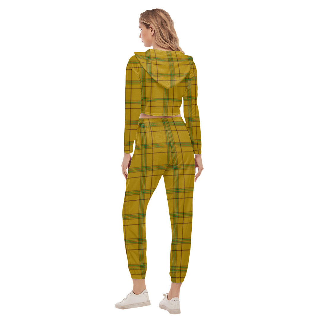 Houston Tartan Plaid Crop Hoodie Sports Sets