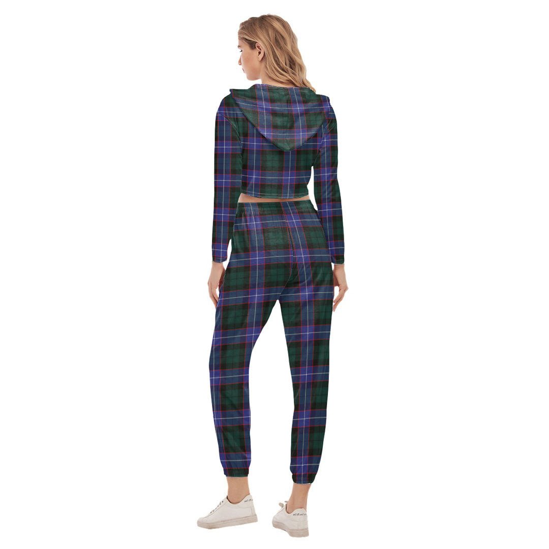 Hunter Modern Tartan Plaid Crop Hoodie Sports Sets