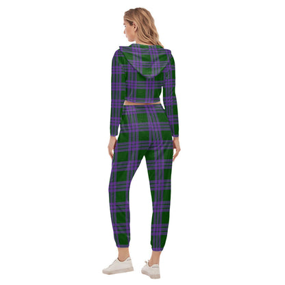 Elphinstone Tartan Plaid Crop Hoodie Sports Sets