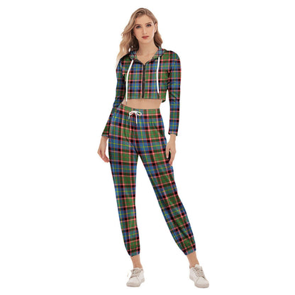 Stirling Bannockburn District Tartan Plaid Crop Hoodie Sports Sets