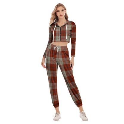 Davidson Dress Dancers Tartan Plaid Crop Hoodie Sports Sets