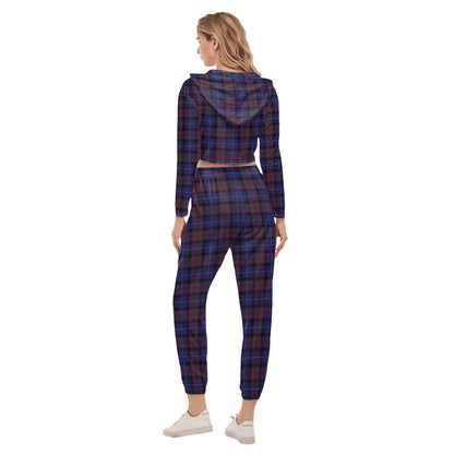 Pride of Scotland Tartan Plaid Crop Hoodie Sports Sets