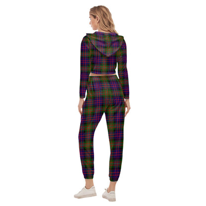 MacDonnell of Glengarry Modern Tartan Plaid Crop Hoodie Sports Sets