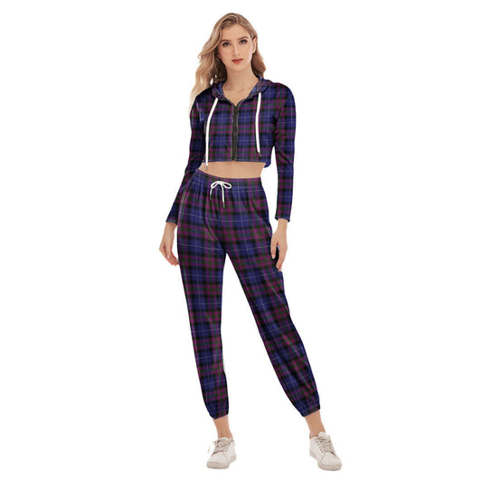 Pride of Scotland Tartan Plaid Crop Hoodie Sports Sets