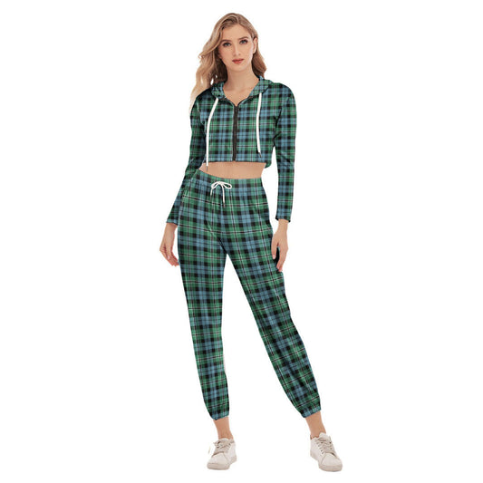 Melville Tartan Plaid Crop Hoodie Sports Sets