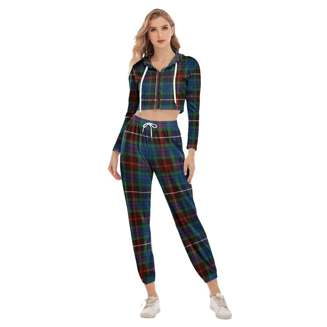 Fraser Hunting Ancient Tartan Plaid Crop Hoodie Sports Sets