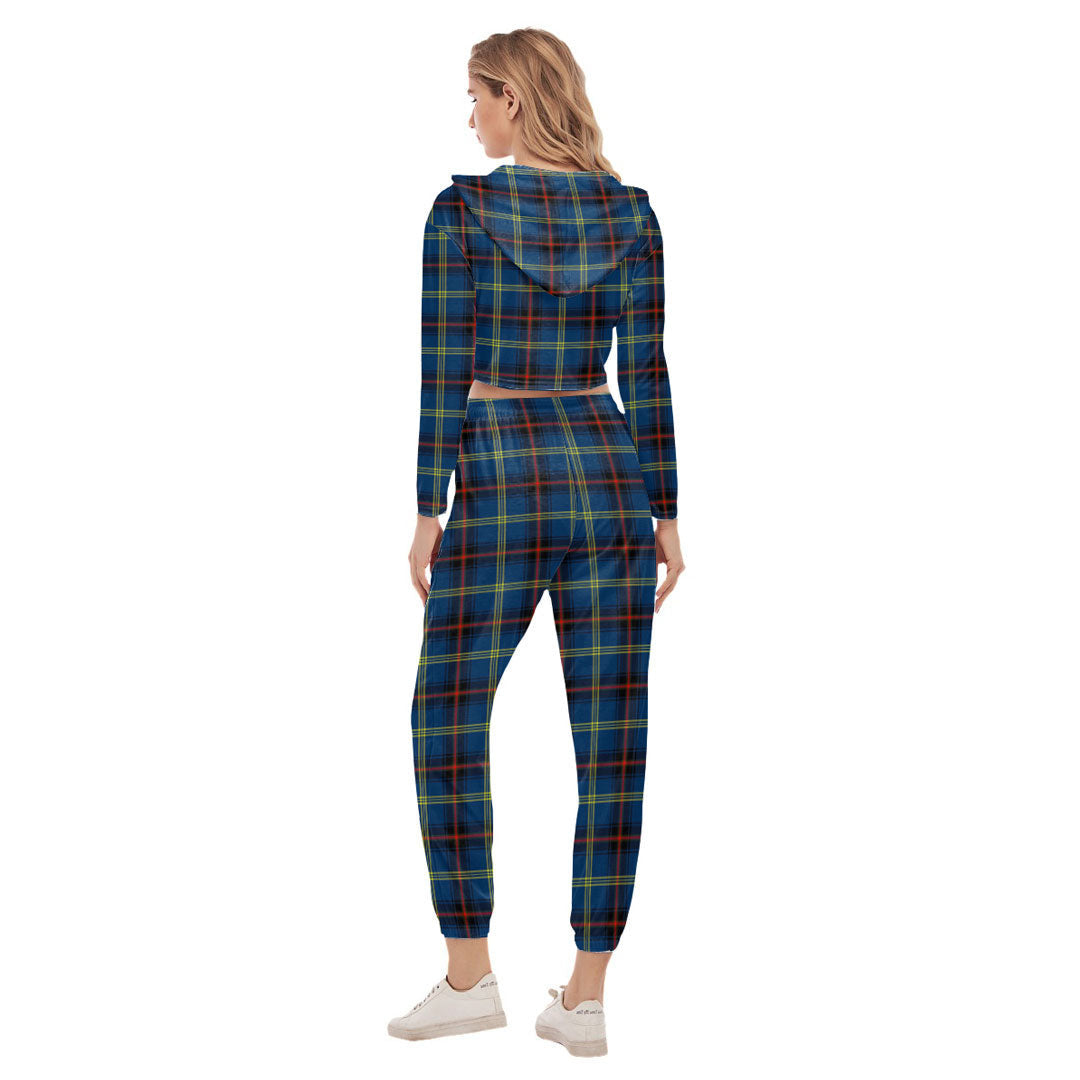 Grewar Tartan Plaid Crop Hoodie Sports Sets