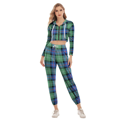 Sutherland Old Ancient Tartan Plaid Crop Hoodie Sports Sets