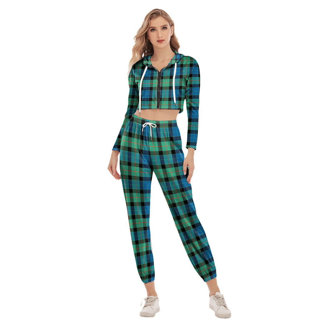 Gunn Ancient Tartan Plaid Crop Hoodie Sports Sets