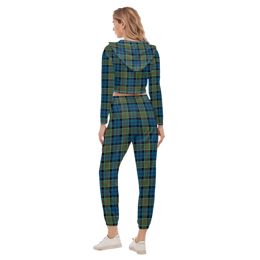 Colquhoun Ancient Tartan Plaid Crop Hoodie Sports Sets