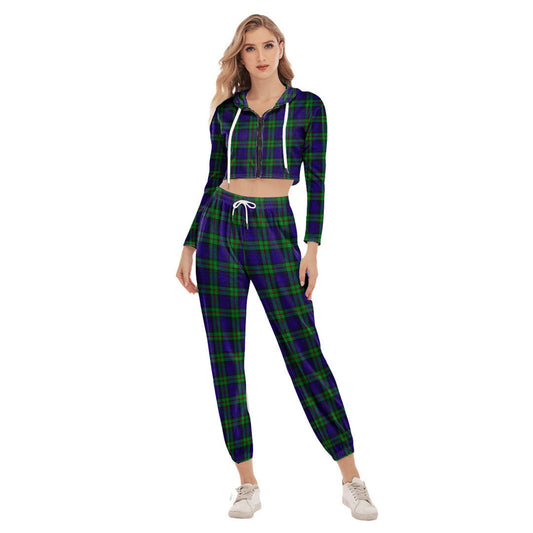 MacKinlay Modern Tartan Plaid Crop Hoodie Sports Sets