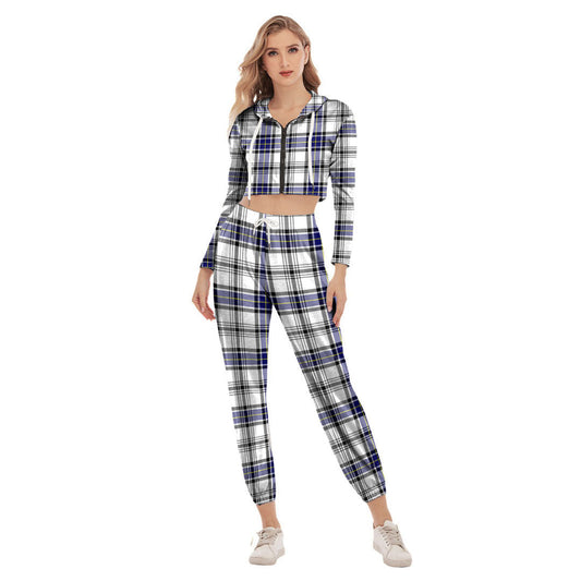 Hannay Modern Tartan Plaid Crop Hoodie Sports Sets