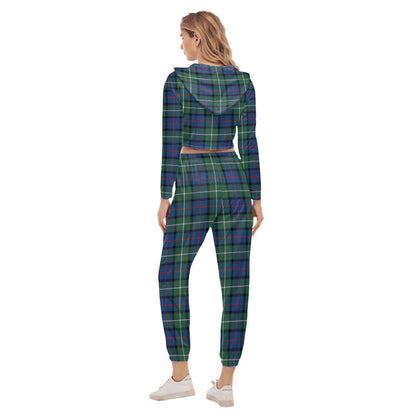 Davidson of Tulloch Tartan Plaid Crop Hoodie Sports Sets