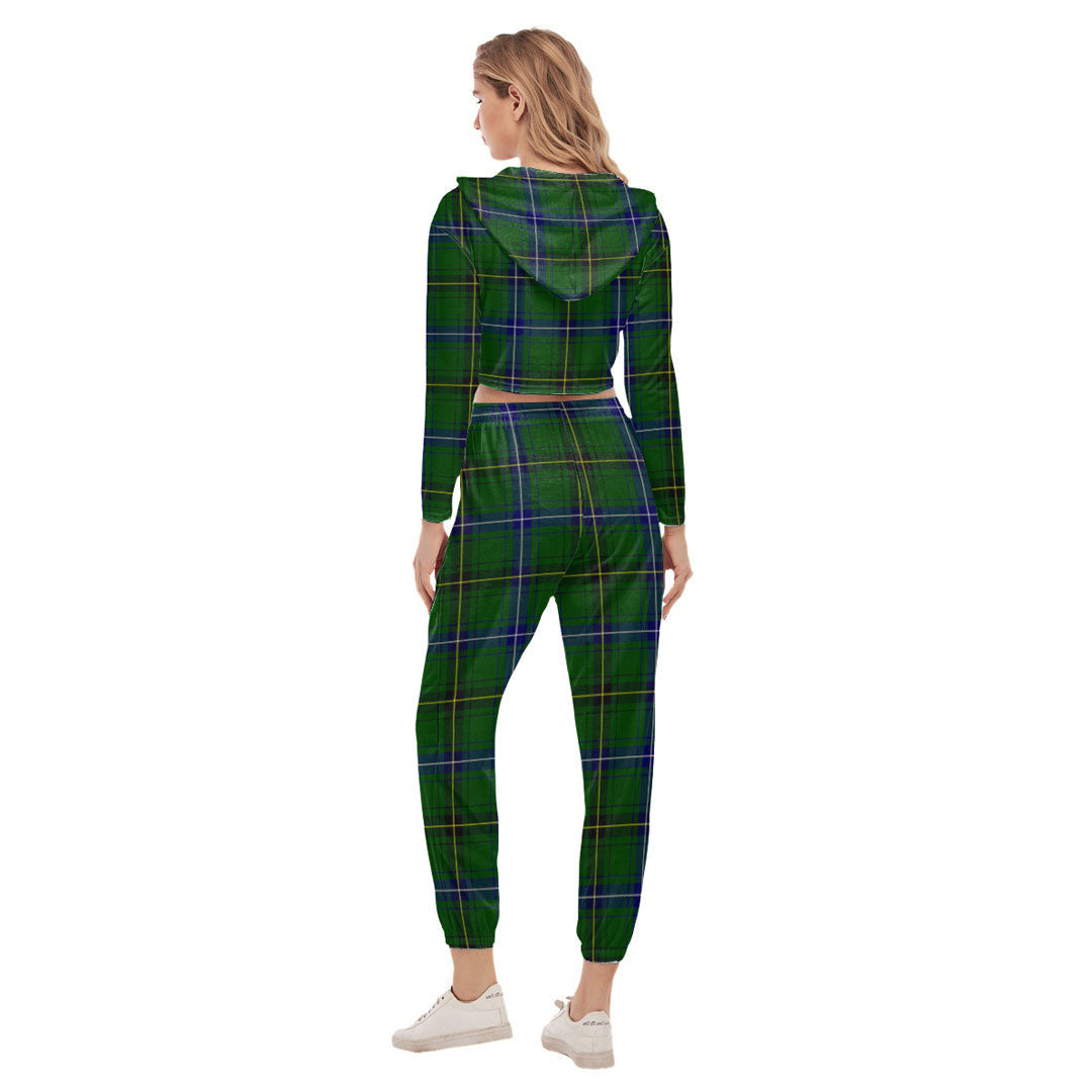 Henderson Modern Tartan Plaid Crop Hoodie Sports Sets