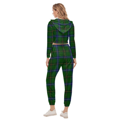 Henderson Modern Tartan Plaid Crop Hoodie Sports Sets