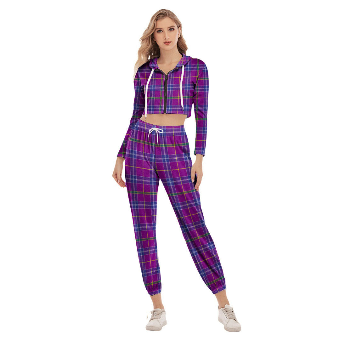 Jackson Tartan Plaid Crop Hoodie Sports Sets