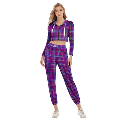 Jackson Tartan Plaid Crop Hoodie Sports Sets