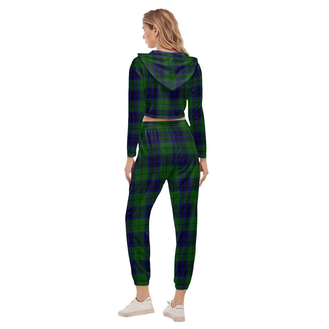 Keith Modern Tartan Plaid Crop Hoodie Sports Sets