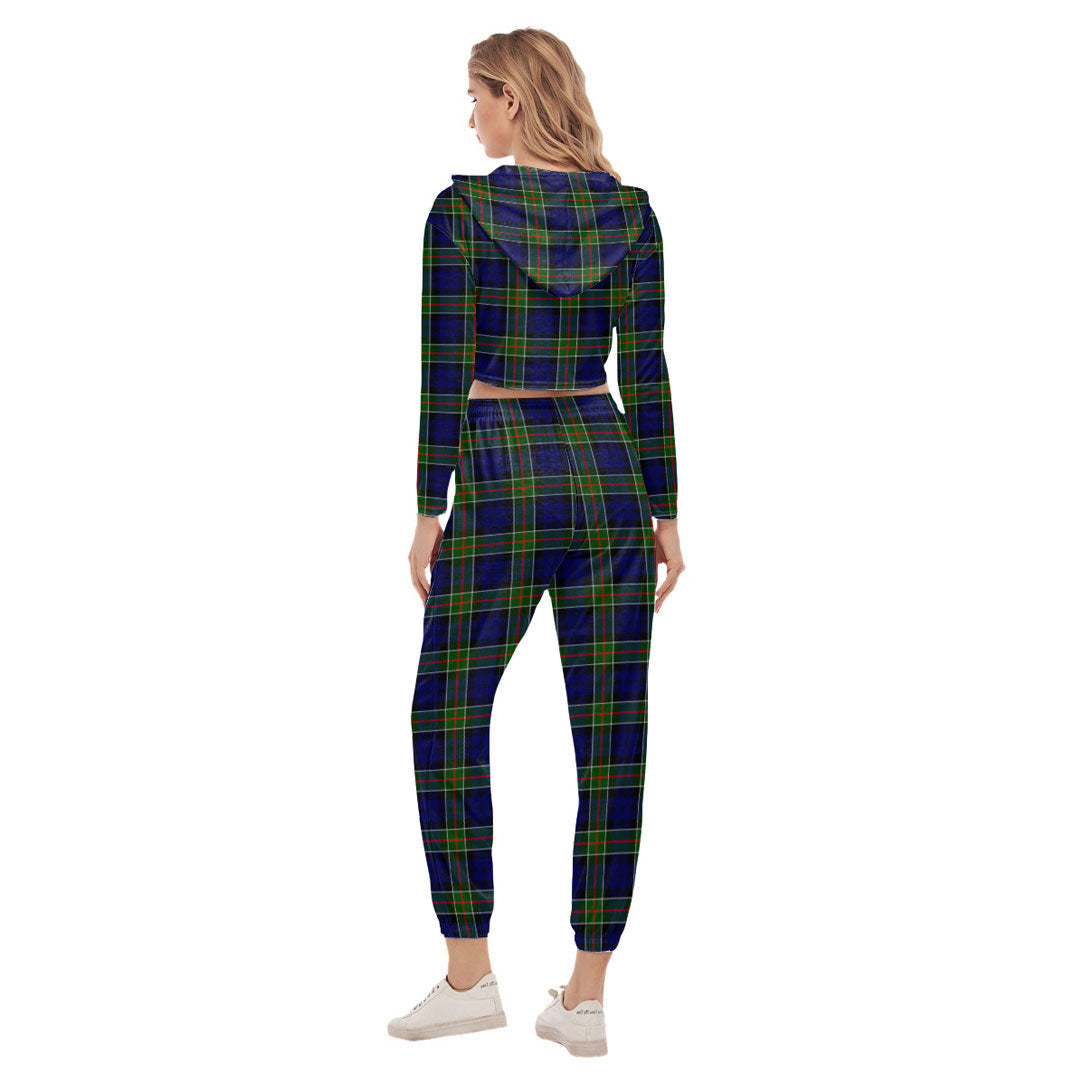 Colquhoun Modern Tartan Plaid Crop Hoodie Sports Sets