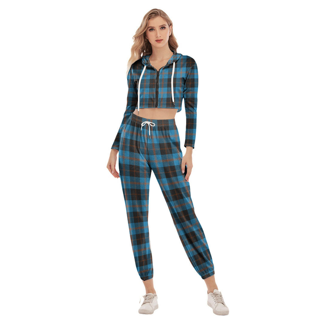 Angus Ancient Tartan Plaid Crop Hoodie Sports Sets