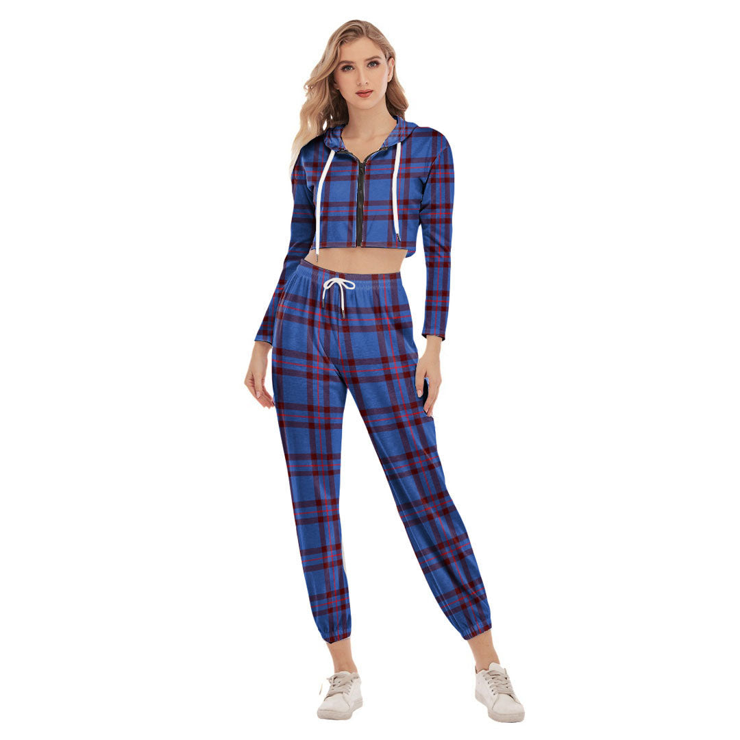 Elliot Modern Tartan Plaid Crop Hoodie Sports Sets