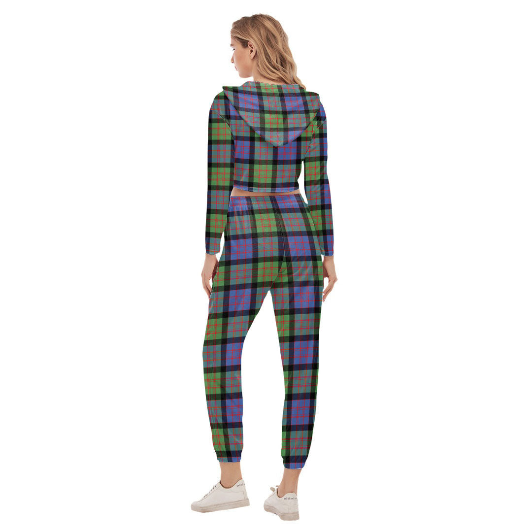 MacDonald Ancient Tartan Plaid Crop Hoodie Sports Sets