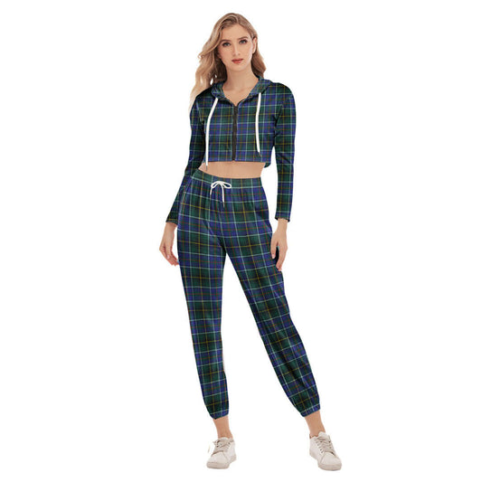 MacInnes Modern Tartan Plaid Crop Hoodie Sports Sets