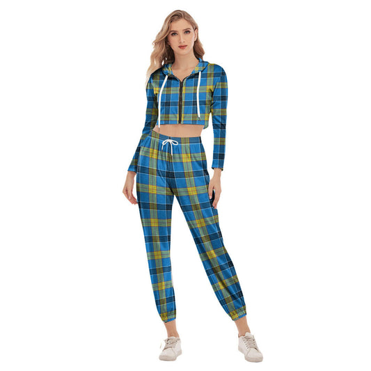 Laing Tartan Plaid Crop Hoodie Sports Sets