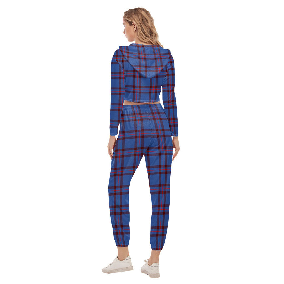 Elliot Modern Tartan Plaid Crop Hoodie Sports Sets